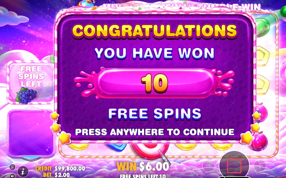 Free Spins med retrigger, tre scatter ger fem extra snurrar